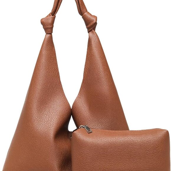 Handbags - Vegan Leather Hobo Purses set, Slouchy Shoulder Bag Knotted Hobo Bags for Women